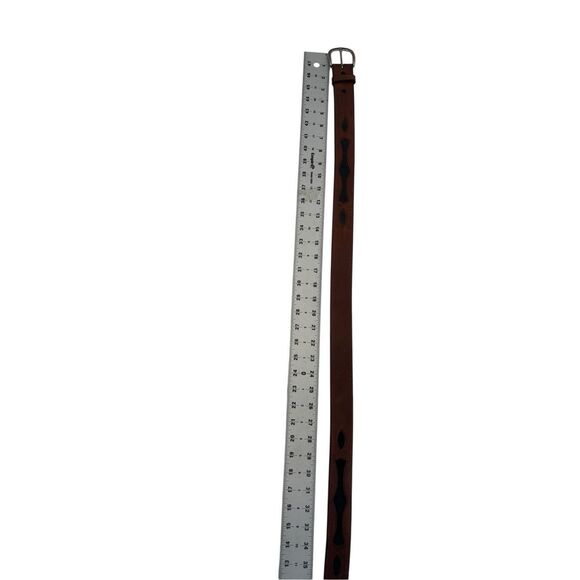 Tooled Brown Leather Belt – Size 38  Genuine cowhide leather belt - Picture 12 of 16